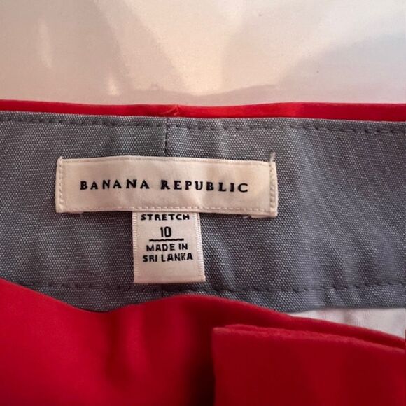 Banana Republic Sateen Crop Pants Bird of Paradise Pink Red Floral 10 Stretch - Picture 5 of 8